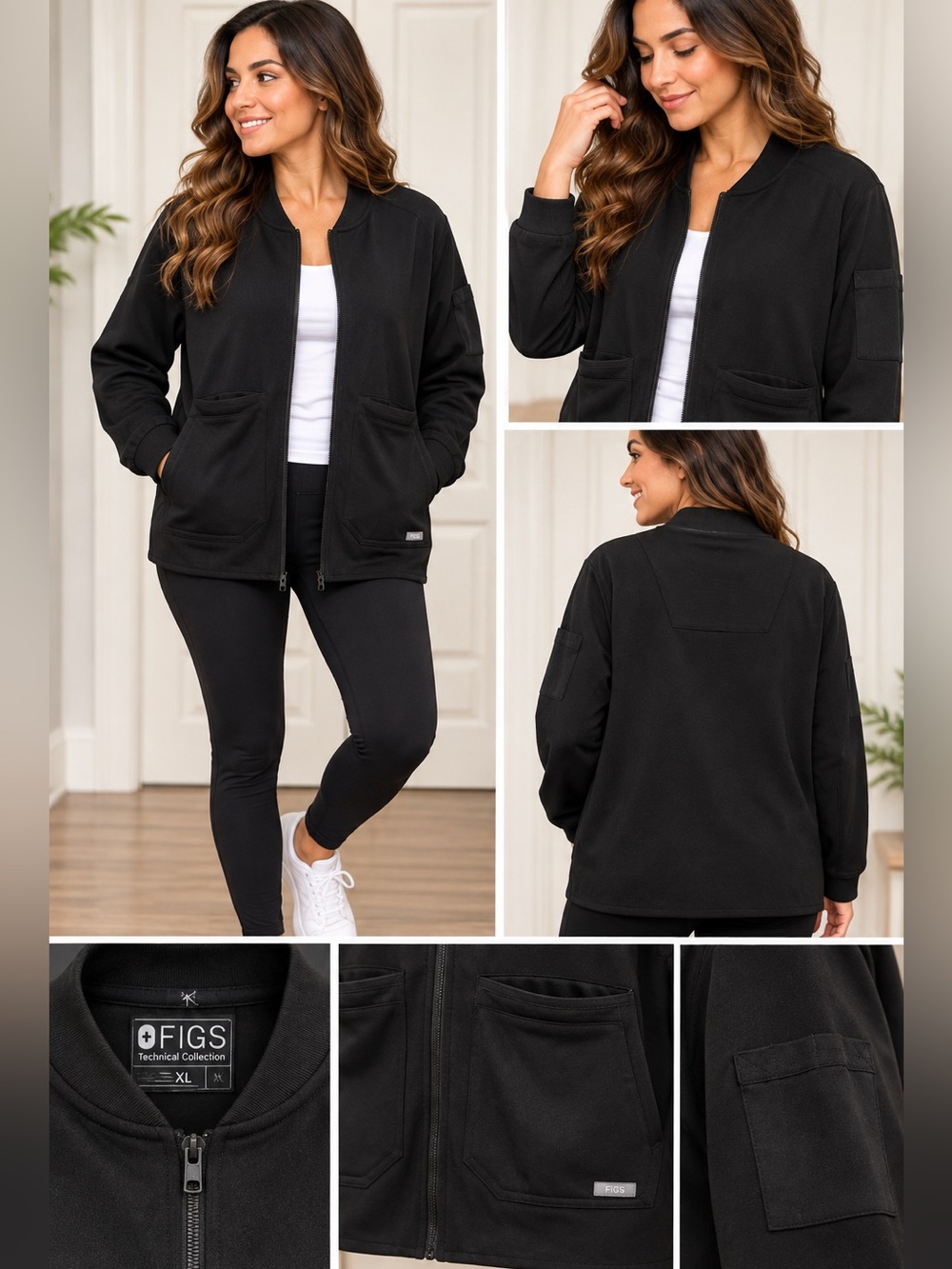 FIGS Women’s Scrub Top XL Black Bellery Scrub Jacket